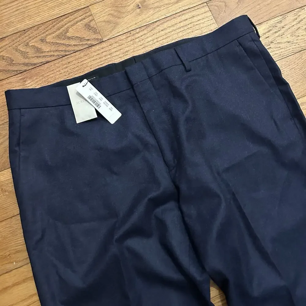 NEW J Crew Ludlow Slim 100% Wool Navy Blue Pleated Suit Pants 36x30